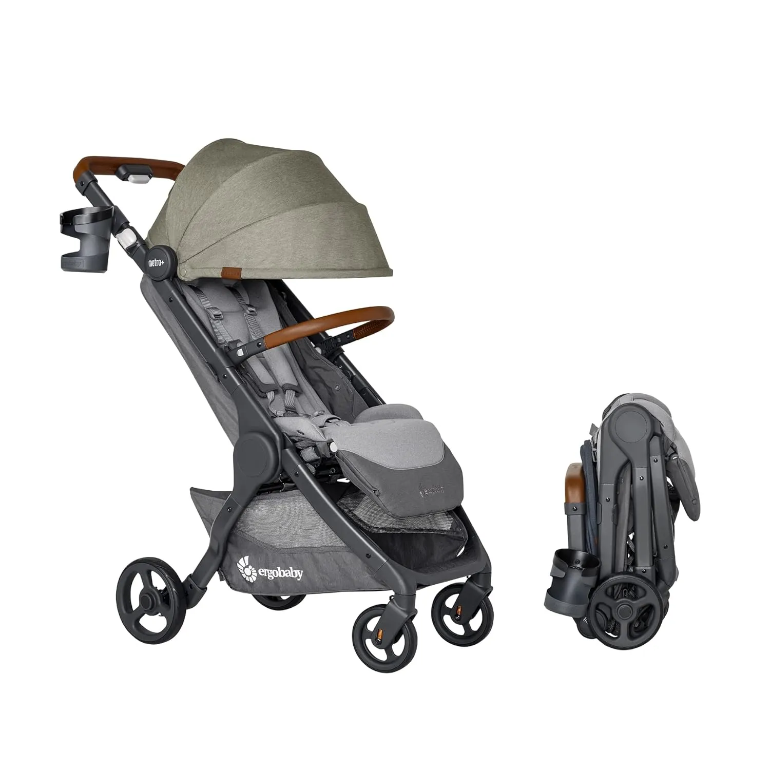 Ergobaby Metro  Deluxe Compact Baby Stroller, Lightweight Umbrella Stroller Folds Down for Overhead Airplane Storage, Carries up to 50 lbs, Empire State Green