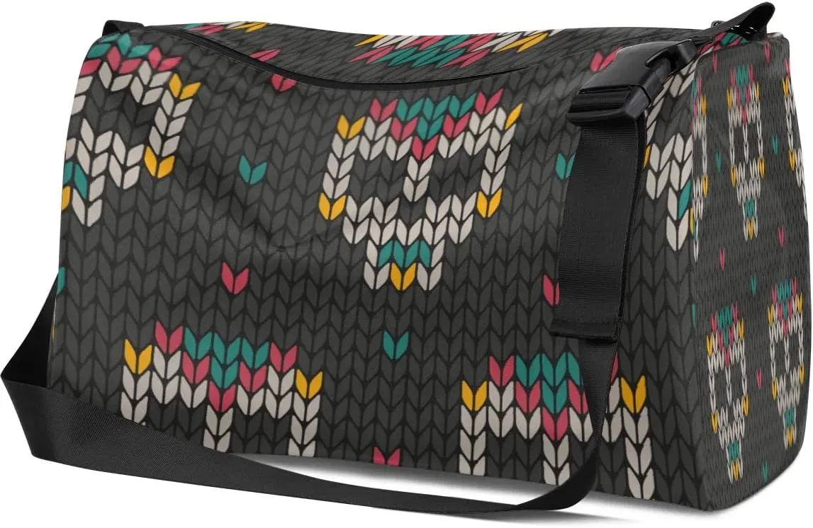 Ethnic Sugar Skulls Small Gym Bag for Men Women Workout Sport Duffle Bag Waterproof Weekender Overnight Bag Lightweight Carry on Tote Bag Crossbody Shoulder Travel Bag for Swim Yoge Dance