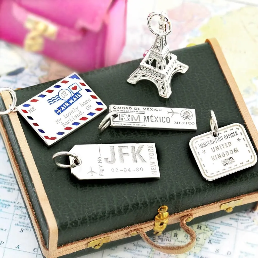 European Passport Travel Charm Sterling Silver