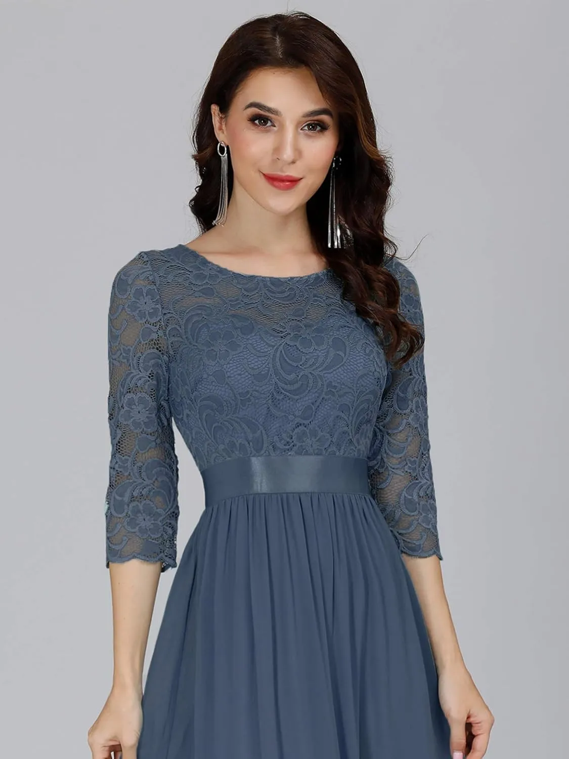 Ever-Pretty Women's Bridesmaid Dresses 3/4 Sleeve Empire Waist Maxi Mother of The Bride Dresses 07412