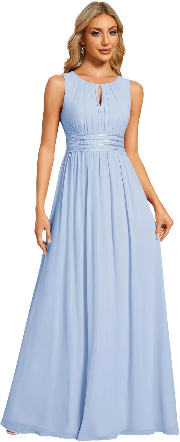 Ever-Pretty Women's Crew Neck Sleeveless A Line Hollow Out Sequin Maxi Fromal Dress 01955