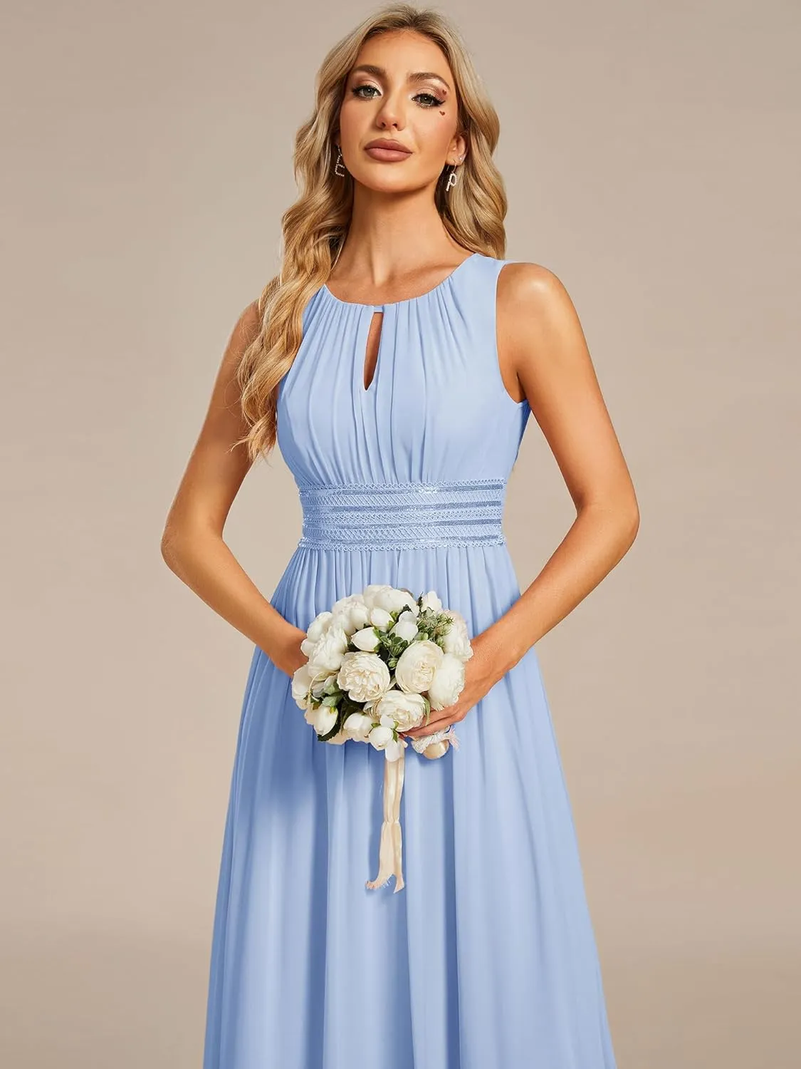 Ever-Pretty Women's Crew Neck Sleeveless A Line Hollow Out Sequin Maxi Fromal Dress 01955