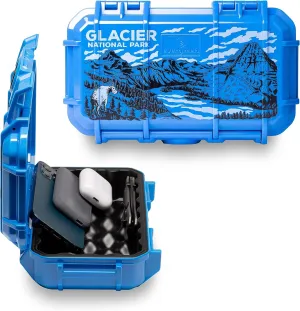 Evergreen X National Parks 56 EDC Dry Box Protective Case - National Parks Gift - for Phones, Camping, Travel, Adventure (Glacier National Park, Blue)