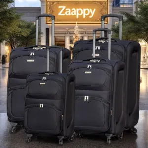 Falcon Premium Expandable Soft Fabric Luggage Set | 4 Smooth Spinner Wheels | Secure Combination Locks