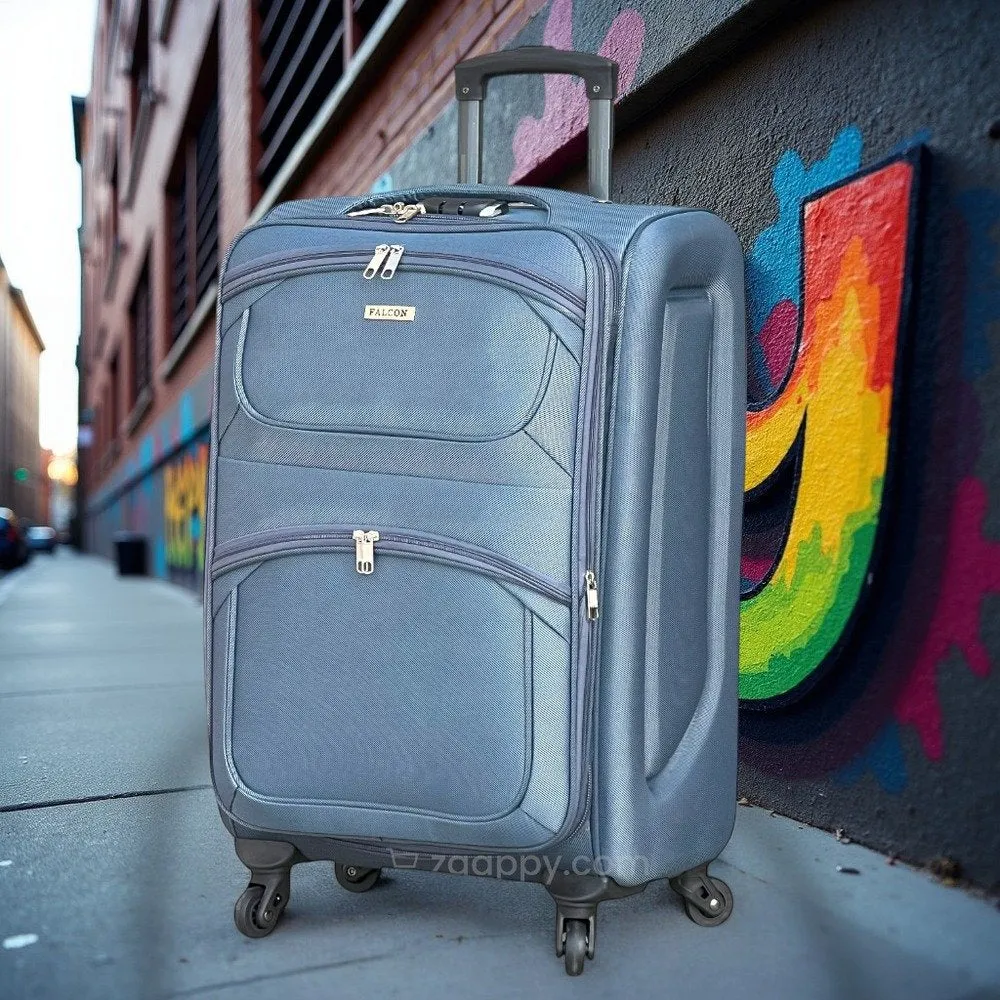 Falcon Premium Expandable Soft Fabric Luggage Set | 4 Smooth Spinner Wheels | Secure Combination Locks