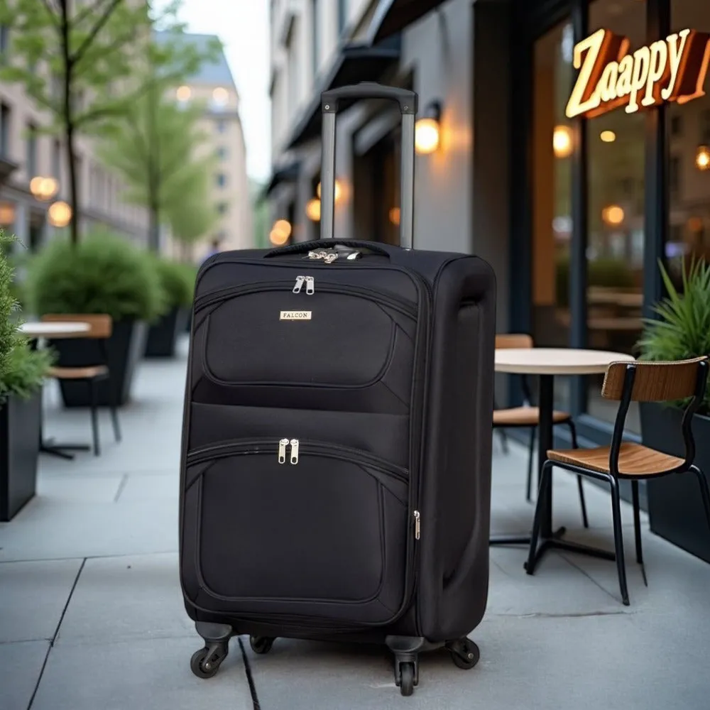 Falcon Premium Expandable Soft Fabric Luggage Set | 4 Smooth Spinner Wheels | Secure Combination Locks