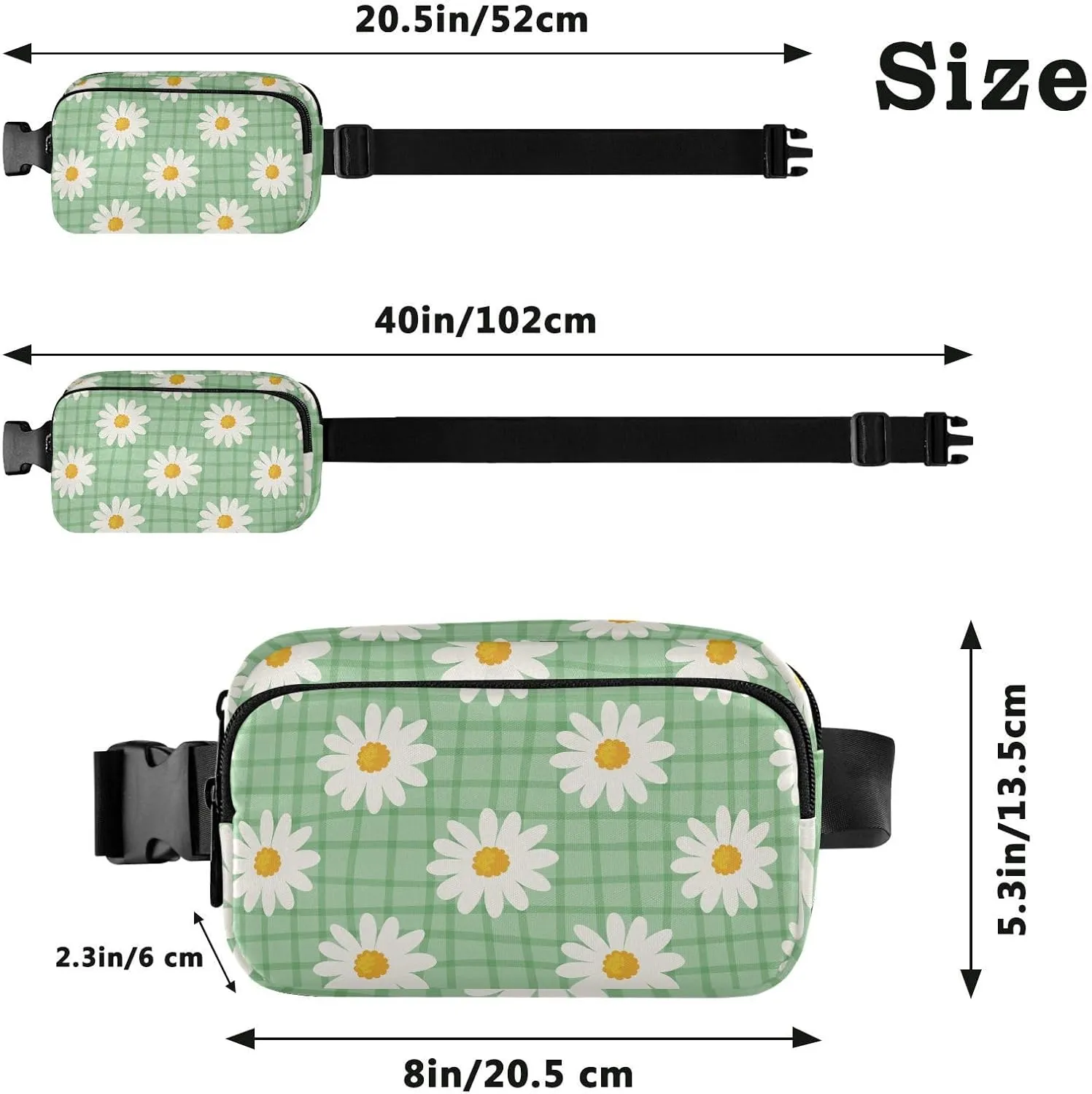 Fanny Pack for Men Women Crossbody Bag Belt Bag Nylon Waterproof Fashion Waist Packs Running Hiking Sports Bags Travel Side Bag Daisy