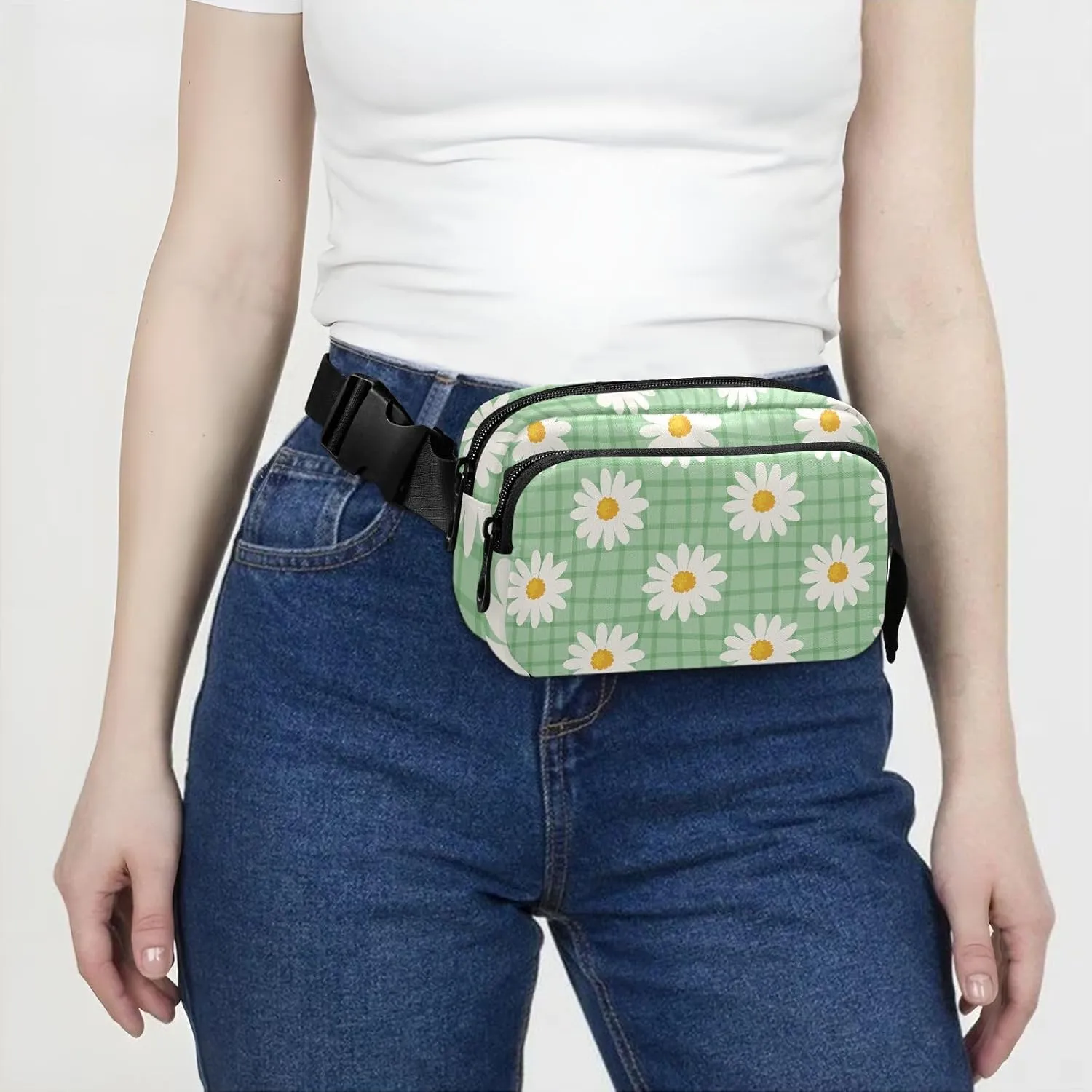 Fanny Pack for Men Women Crossbody Bag Belt Bag Nylon Waterproof Fashion Waist Packs Running Hiking Sports Bags Travel Side Bag Daisy