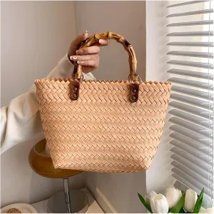Fashion Portable Bag Casual Large Capacity Vegetable Basket Bag Holiday Beach Bag(D)