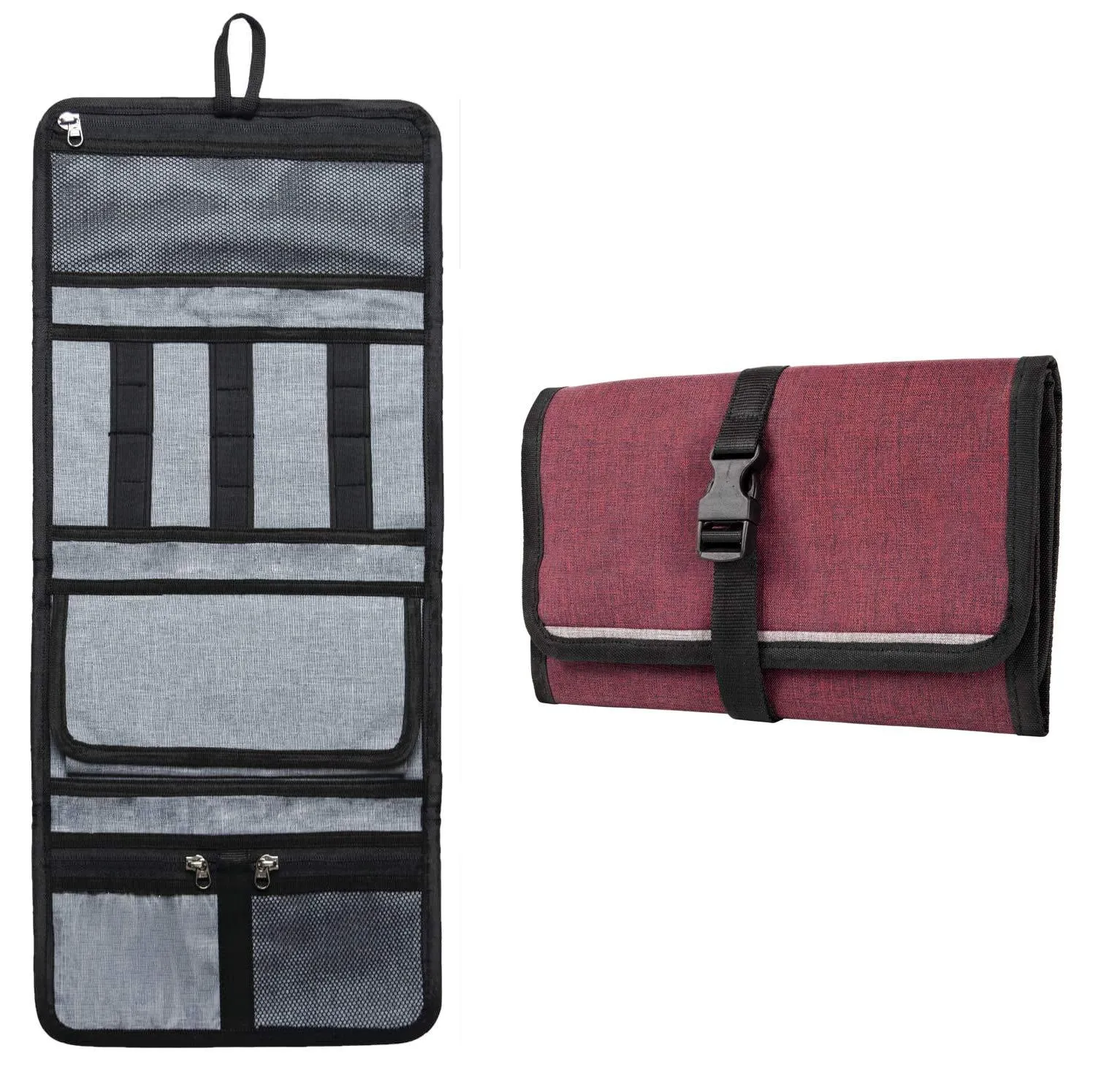 FATMUG Polyester Travel Organizer Bag For Small Electronic And Accessories -Gadgets Kit Case Pouch - Maroon, 0.5 Cm, 57 Cm