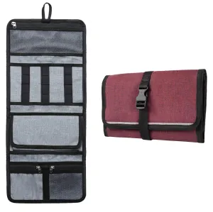 FATMUG Polyester Travel Organizer Bag For Small Electronic And Accessories -Gadgets Kit Case Pouch - Maroon, 0.5 Cm, 57 Cm