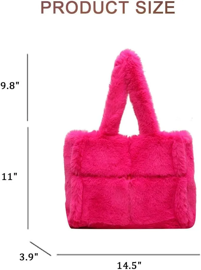 Faux Fur Tote Bag for Women - Soft Fluffy Winter Purse, Large Shoulder Handbag for Shopping or Everyday Use