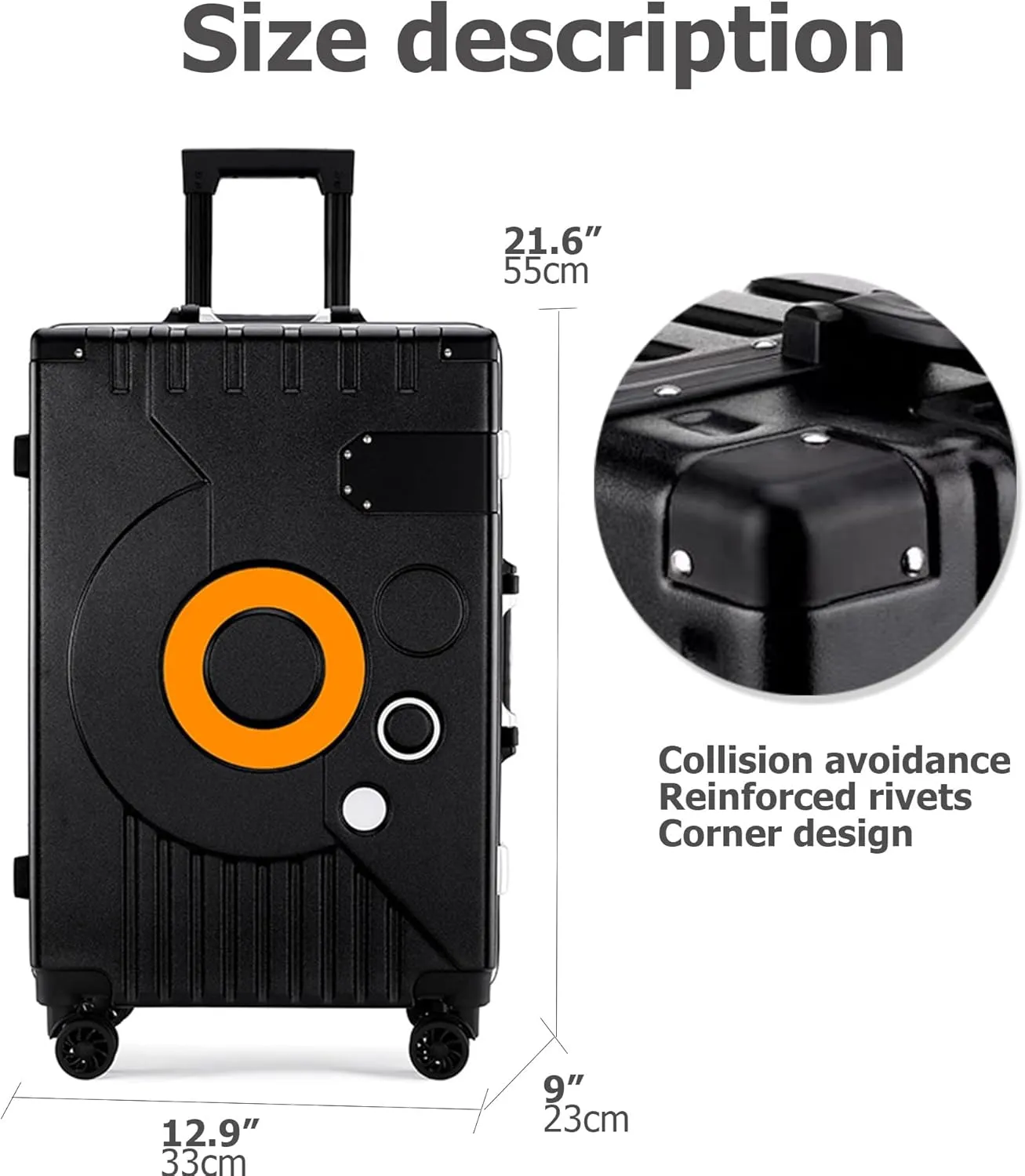 feilario 20-Inch Aluminum Frame Hard Shell Spinner Wheels Luggage - Durable ABS PC Carry On Suitcase with TSA Lock & 4 Anti-Crash Corners