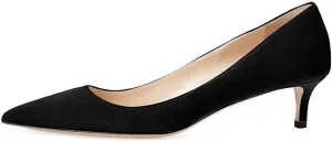 Fericzot Women's Kitten Heel Pumps,Classic Pointed Toe Slip On Low Heels Office Shoes for Evening Party Wedding Plus Size
