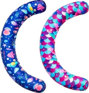 FindUWill 2 Pack Curved Pool Noodles, Inflatable Fabric Covered Swimming Noodles, 37 x 19 Inches Inflatable Pool Floats Accessories for Summer Water Party