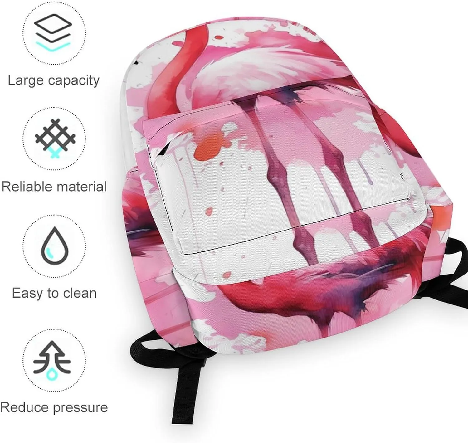 Flamingo Watercolor Print Laptop Backpacks Casual Shoulder Bag Travel Daypack Fashion for Men Women