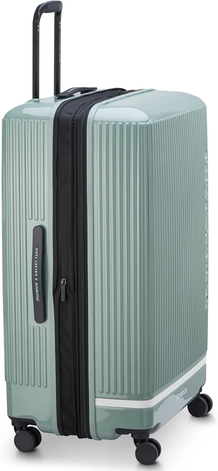 florence by mills Spin Me Away Hardside Expandable Luggage with Spinner Wheels, Sage Green, Checked-Large 29 Inch