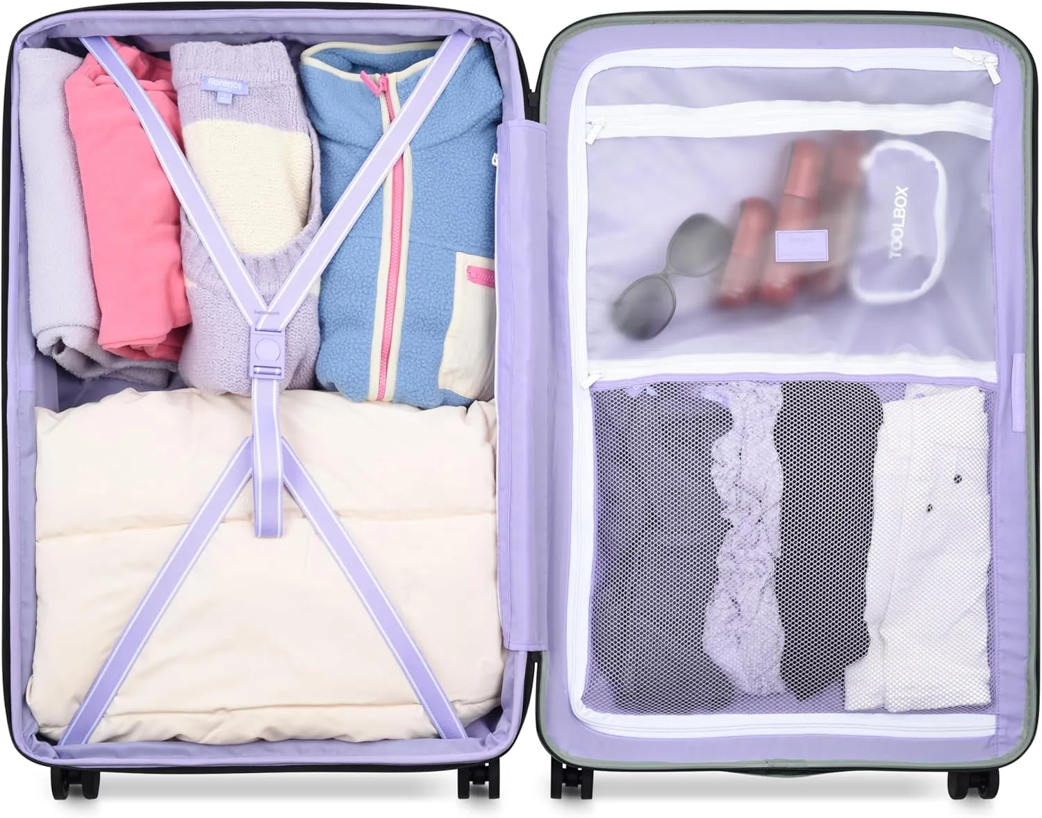 florence by mills Spin Me Away Hardside Expandable Luggage with Spinner Wheels, Sage Green, Checked-Large 29 Inch