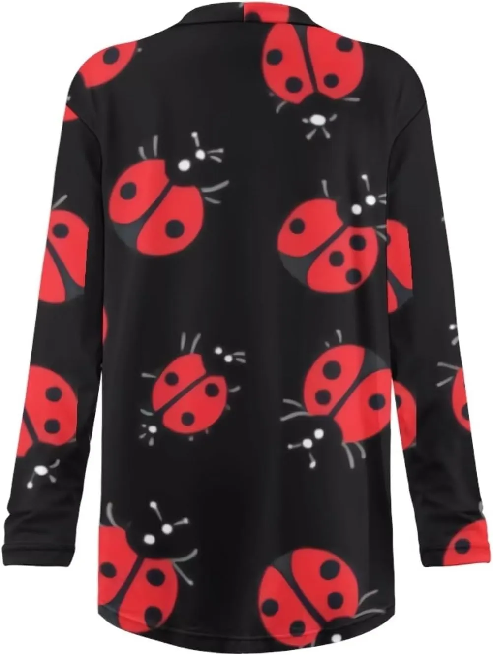 Forchrinse Red Ladybug Cardigan for Women Causal Long Sleeve Open Front Cardigans Sweater Fashion 2024 Fall Coat with Pockets