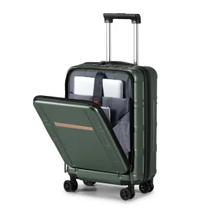 Front End 20 Inch Expandable Suitcase - Dark Green Travel Companion