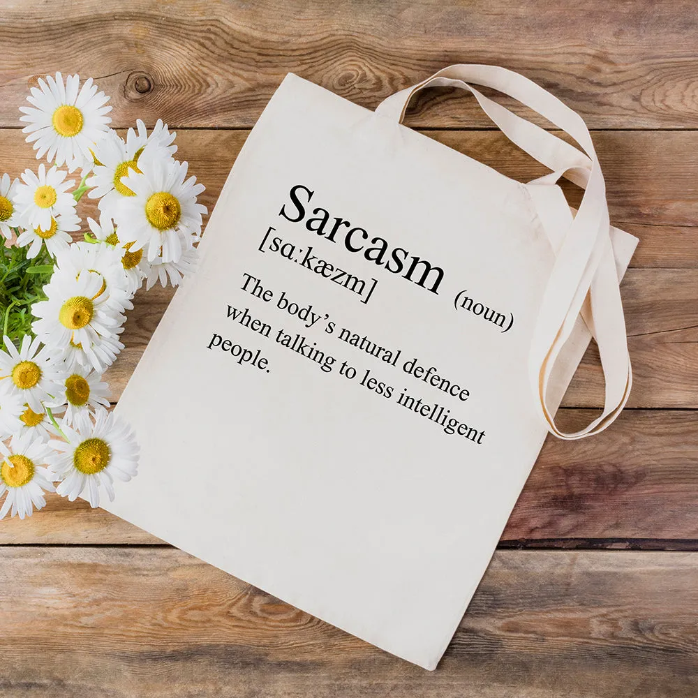 Funny Tote Bag - Definition of Sarcasm - 100% Cotton Canvas Bag