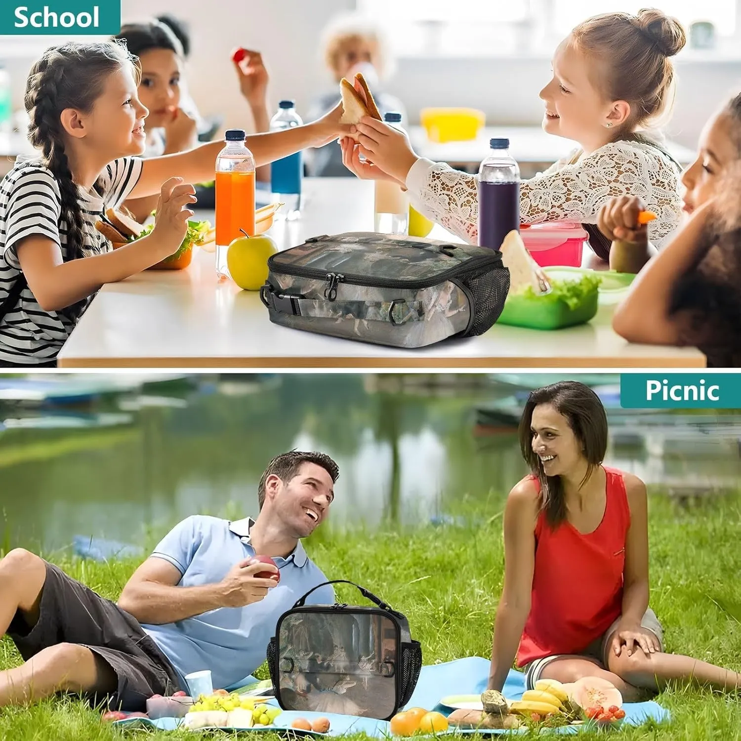 GAIGEO Edgar Degas Prints Rehearsal Lunch Box Girls Women Lunch Bag Kids Mens Lunchbox for Work Reusable Cooler Bag Insulated with Adjustable Shoulder Strap