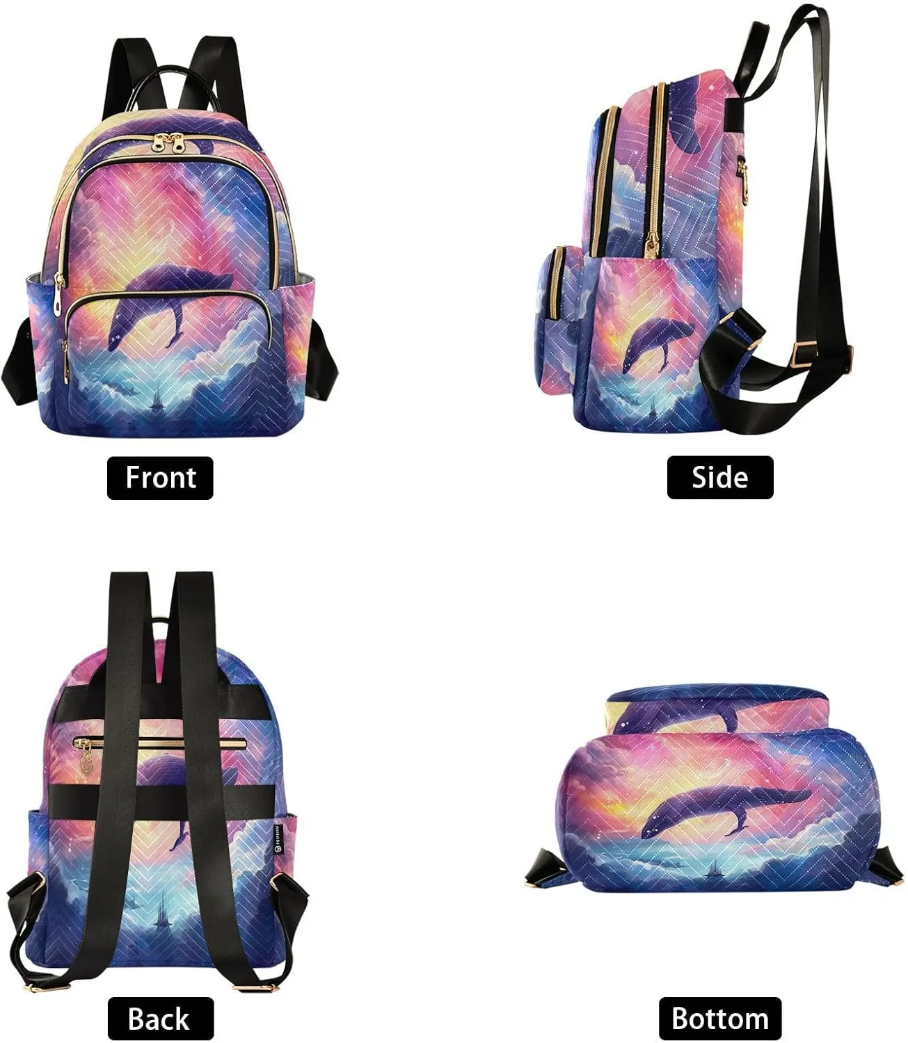 GAIGEO Fantasy Sea Of Clouds And Whale Woman's Fashion Backpack, Womens Travel Backpack for Airplane, Travel Backpack for Women, M