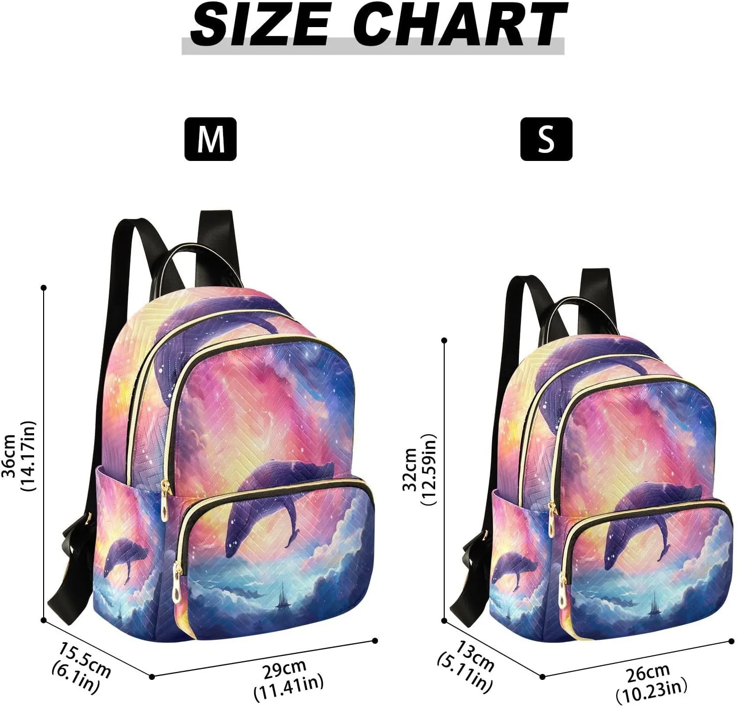 GAIGEO Fantasy Sea Of Clouds And Whale Woman's Fashion Backpack, Womens Travel Backpack for Airplane, Travel Backpack for Women, M