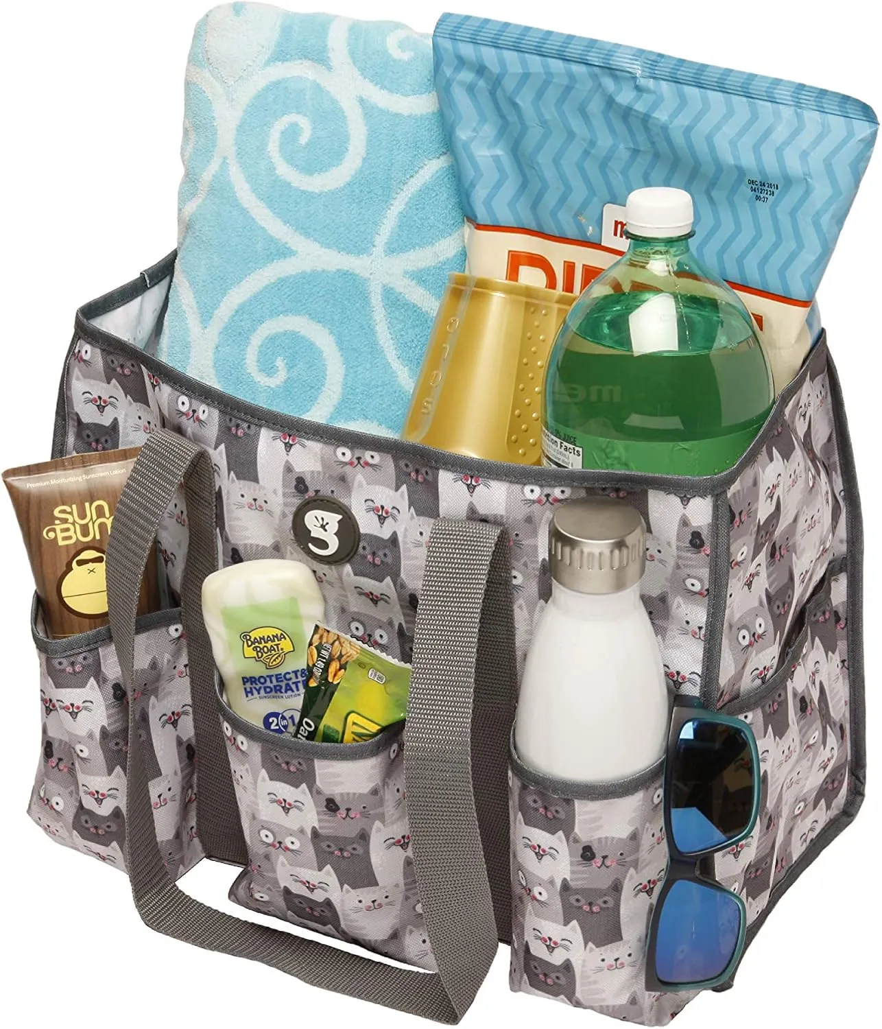 geckobrands 8 Pocket Tote - Utility Travel Swimming Pool Tote Duffle Bag for Gym, Shopping, and Everyday Use
