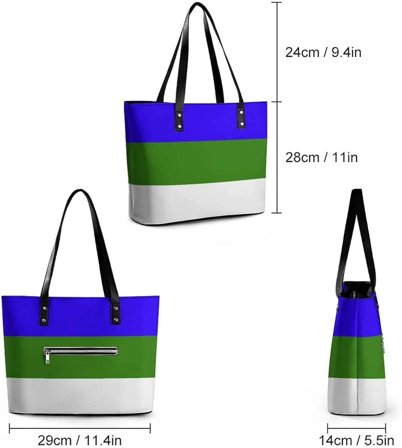 Georgia Flag Large Tote Bag for Women Stylish Leather Handbag with Zipper Closure