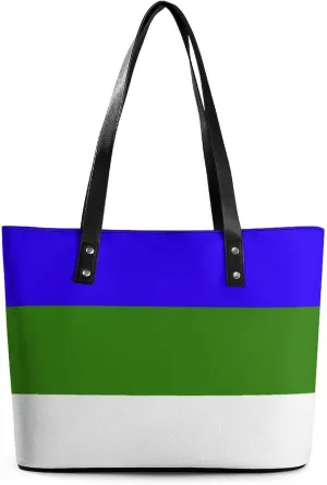 Georgia Flag Large Tote Bag for Women Stylish Leather Handbag with Zipper Closure