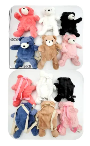 Girls Fluffy Bear Backpacks In Bulk- Assorted
