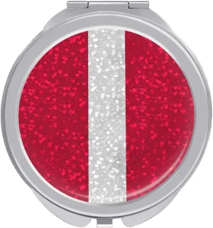 Glittering Heart Pattern Latvia Compact Mirror Pocket Mirror Portable Mini Makeup Mirror Handheld Double-Sided Magnifying