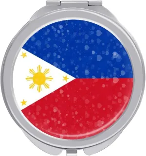 Glittering Heart Philippines Compact Mirror Pocket Mirror Portable Mini Makeup Mirror Handheld Double-Sided Magnifying