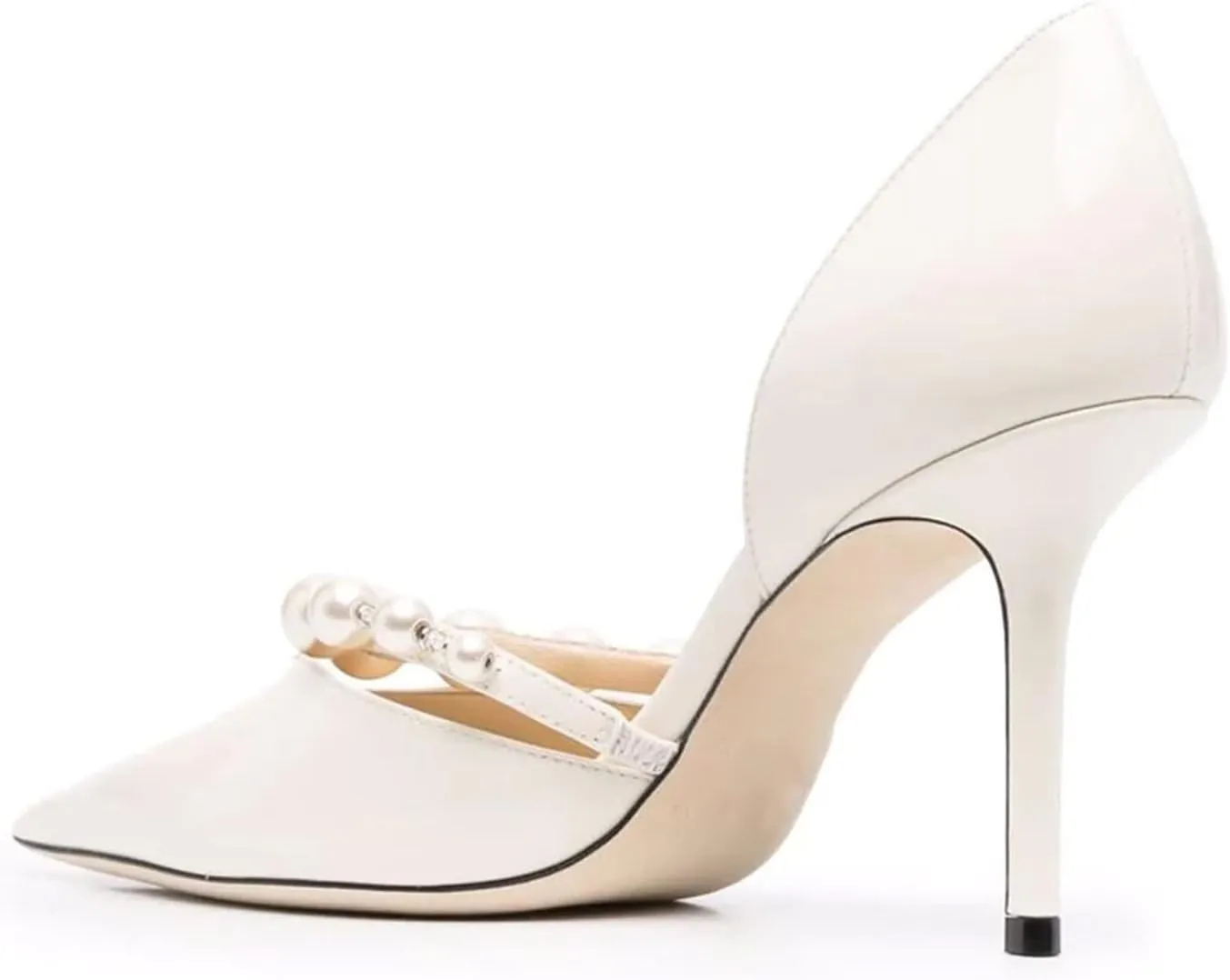 Goolita Closed Pointed Toe Stiletto High Heels Pearl Pumps for Women Patent Leather Party D'Orsay Pumps Wedding Evening Bride Shoes