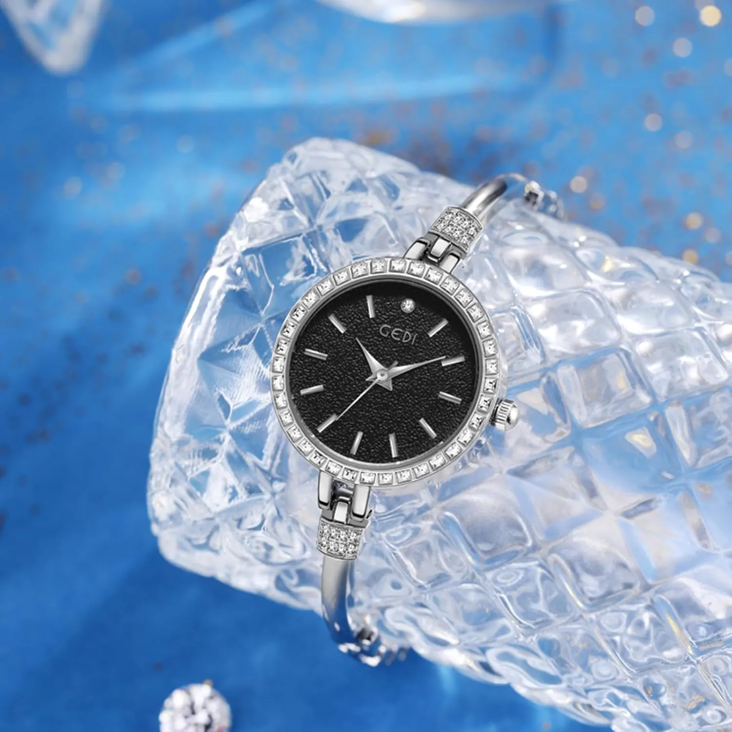 Gosasa Luxury Women’s Quartz Watch Diamonds Bracelet Waterproof Analog Wristwatch for Female Girls Student