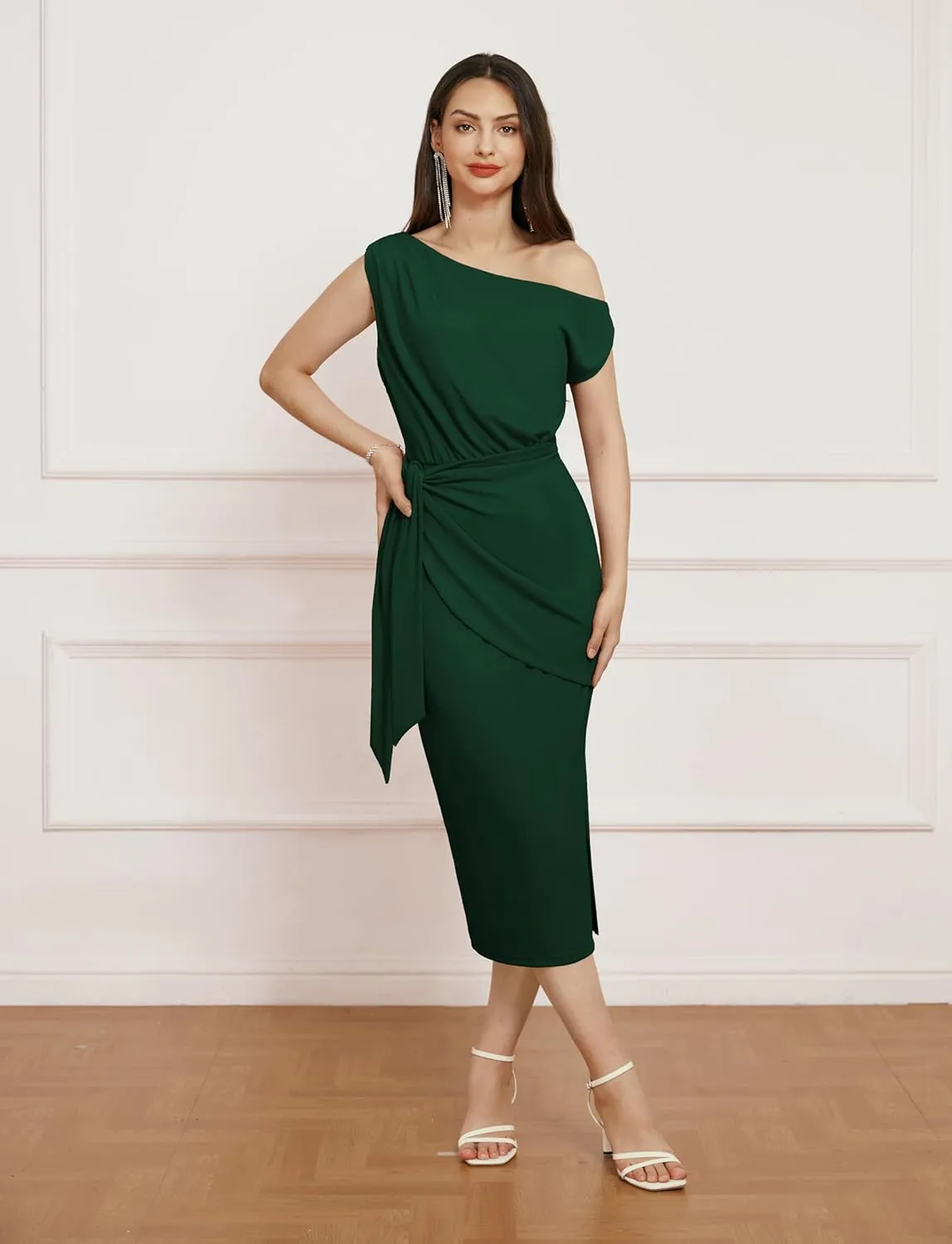 GRACE KARIN 2024 Women's One Shoulder Cocktail Dresses for Evening Party Bodycon Midi Dresses