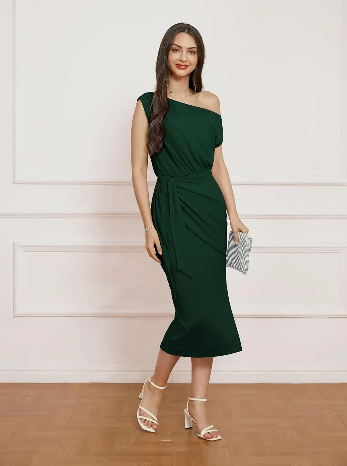 GRACE KARIN 2024 Women's One Shoulder Cocktail Dresses for Evening Party Bodycon Midi Dresses