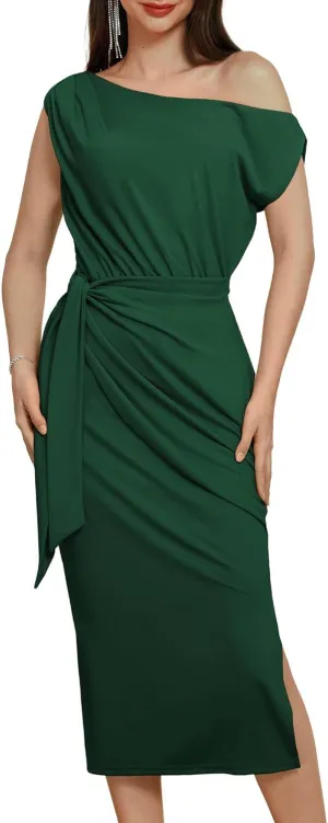 GRACE KARIN 2024 Women's One Shoulder Cocktail Dresses for Evening Party Bodycon Midi Dresses