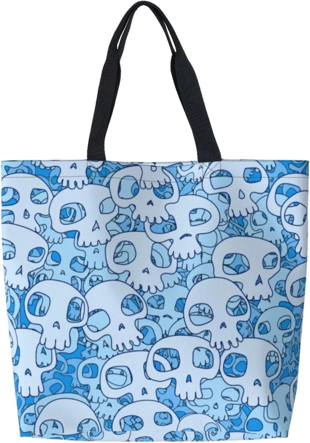 green fire Skull Reusable Grocery bags Big Capacity Shopping Bag Canvas Shoulder Tote Handbag for Women Girls