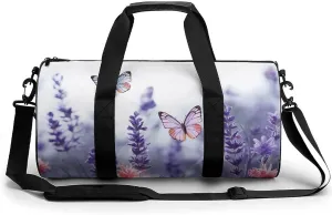 Gym Bag Butterflies And Flowers Duffel Bag for Men Women Overnight Bag with Shoe Compartment Workout Bags