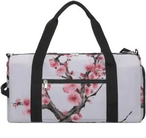 Gym Bag Cherry Blossom Tree Branch Duffel Bag for Men Women Overnight Bag with Shoe Compartment Workout Bags