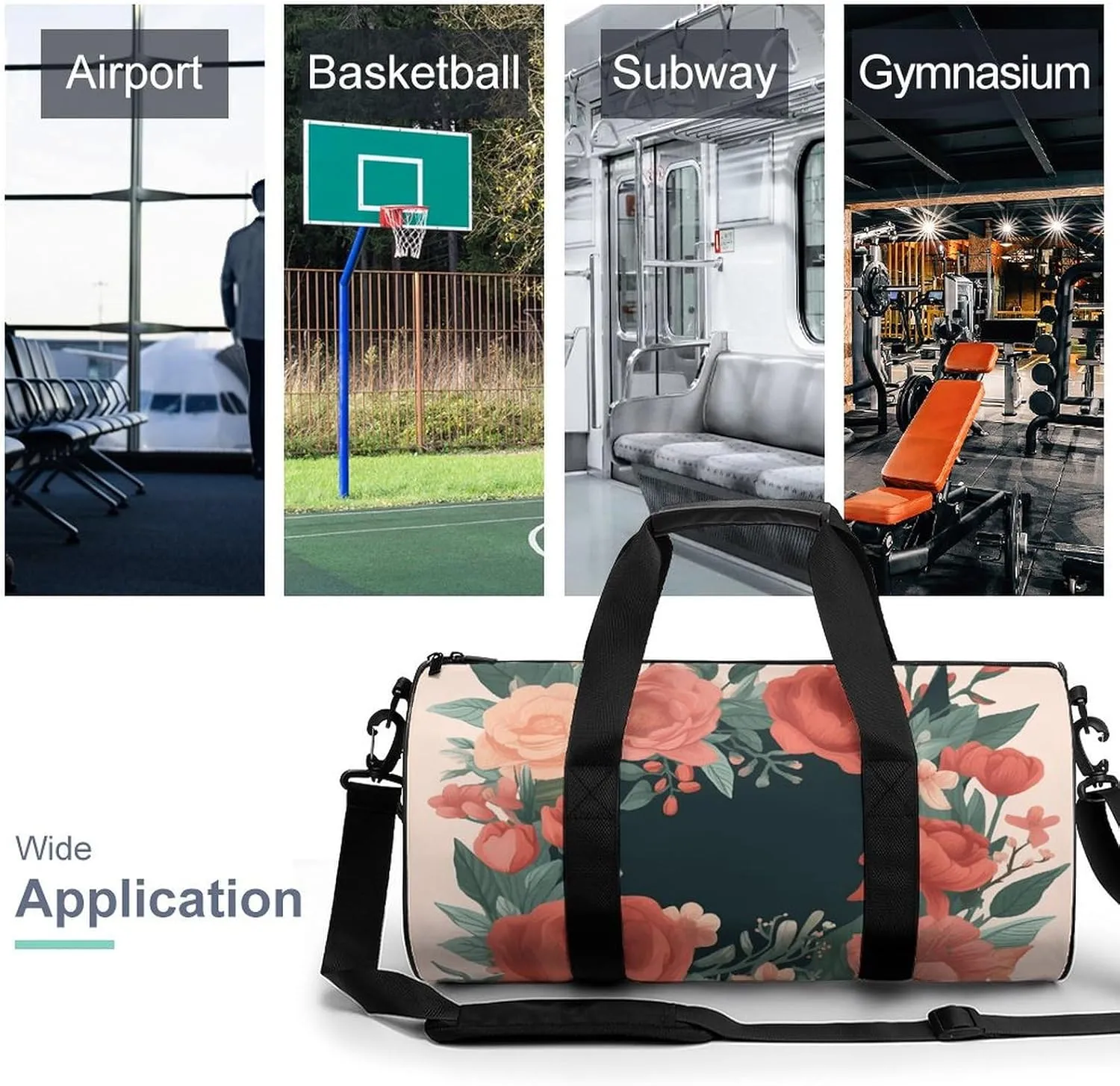 Gym Bag Mother's Day Bouquet Duffel Bag for Men Women Overnight Bag with Shoe Compartment Workout Bags