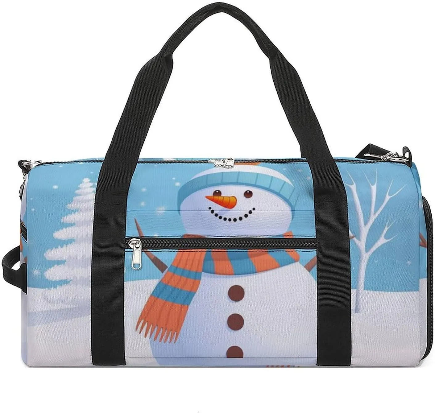 Gym Bags for Men Women Cute Snowman Snow Duffle Bag Travel Overnight Bag with Shoe Compartment Tote Bags