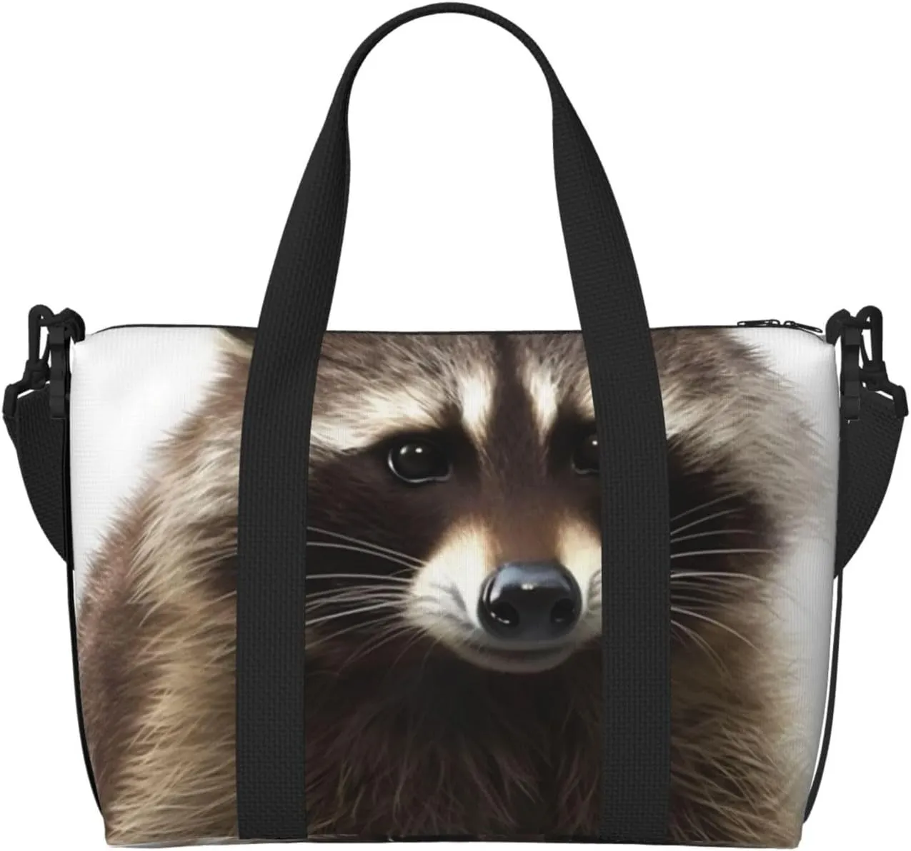 Gym Bags Small Hairy raccoon Duffel Bag Overnight Bag with Shoe Compartment Carryon Bag for Men Women