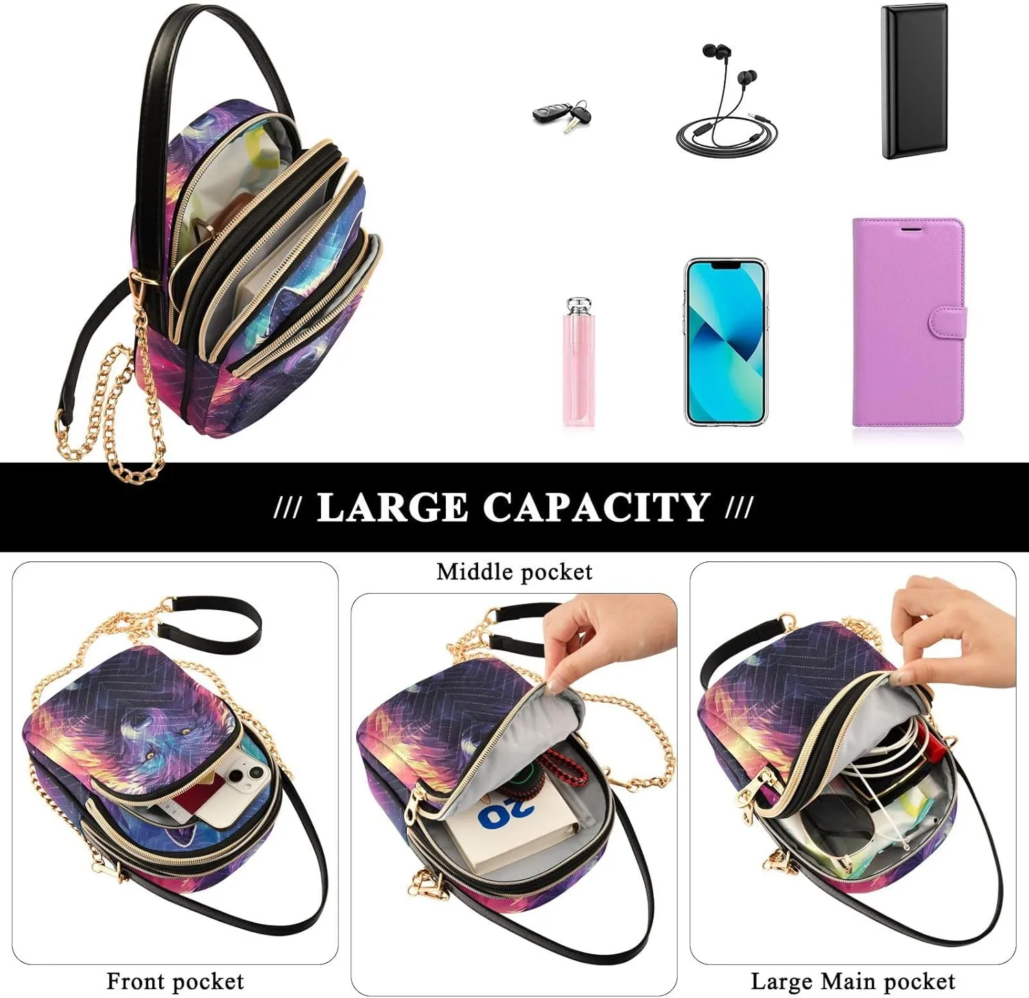Handmade Christmas Art Women s Crossbody Handbags, Fashionable Crossbody Bags Small Crossbody Handbag for Women