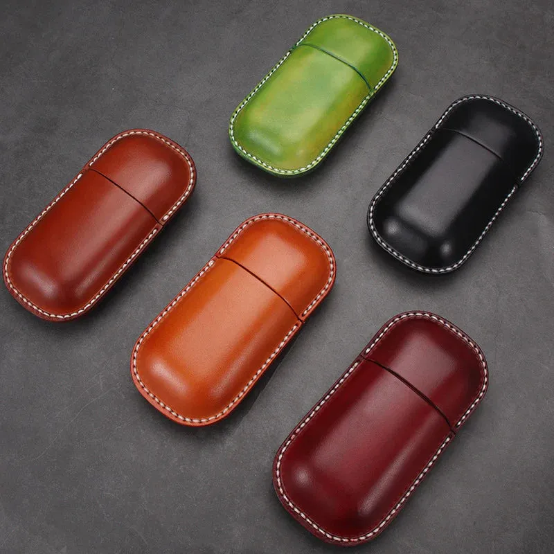 Handmade Leather Hard Shell Glasses Case for Stylish Eyewear Protection