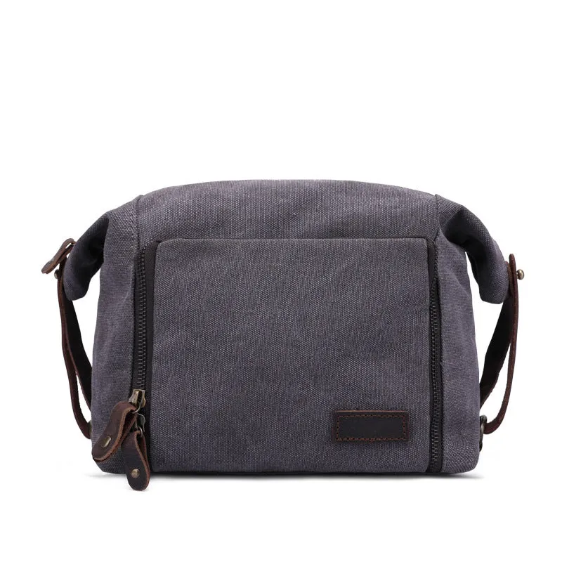 Handmade Vintage Plaid Zipper Canvas Toiletry Organizer for Men