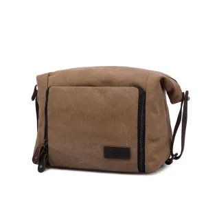 Handmade Vintage Plaid Zipper Canvas Toiletry Organizer for Men