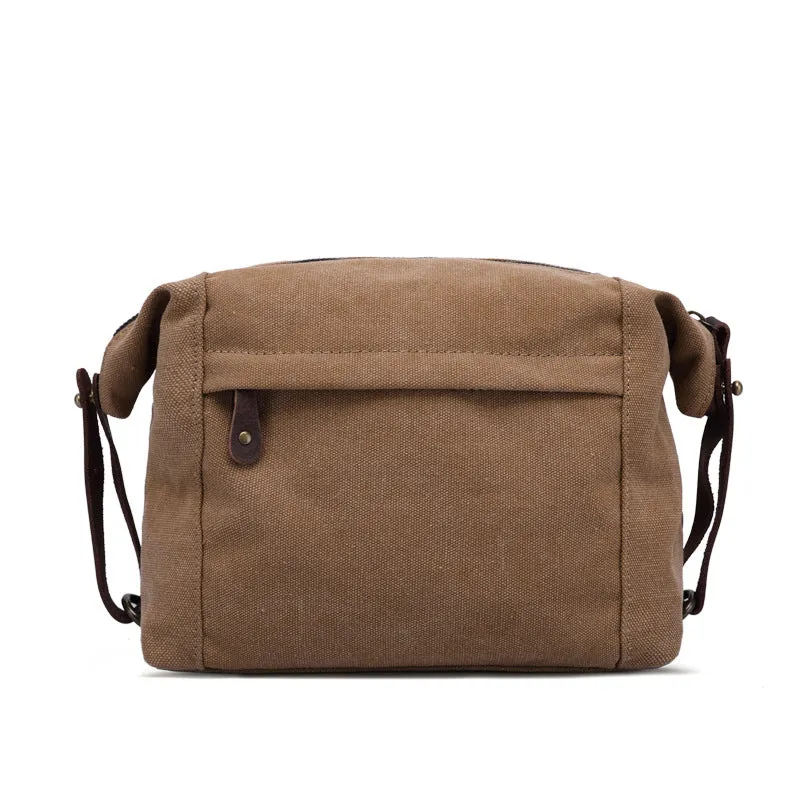 Handmade Vintage Plaid Zipper Canvas Toiletry Organizer for Men